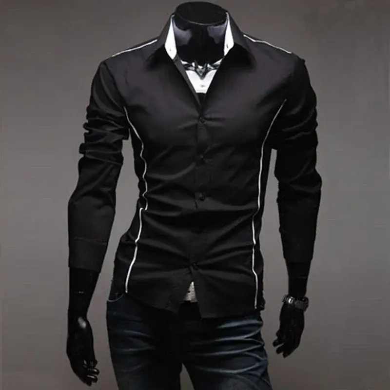 Miniatura: camisas listradas masculinas slim fit 2025