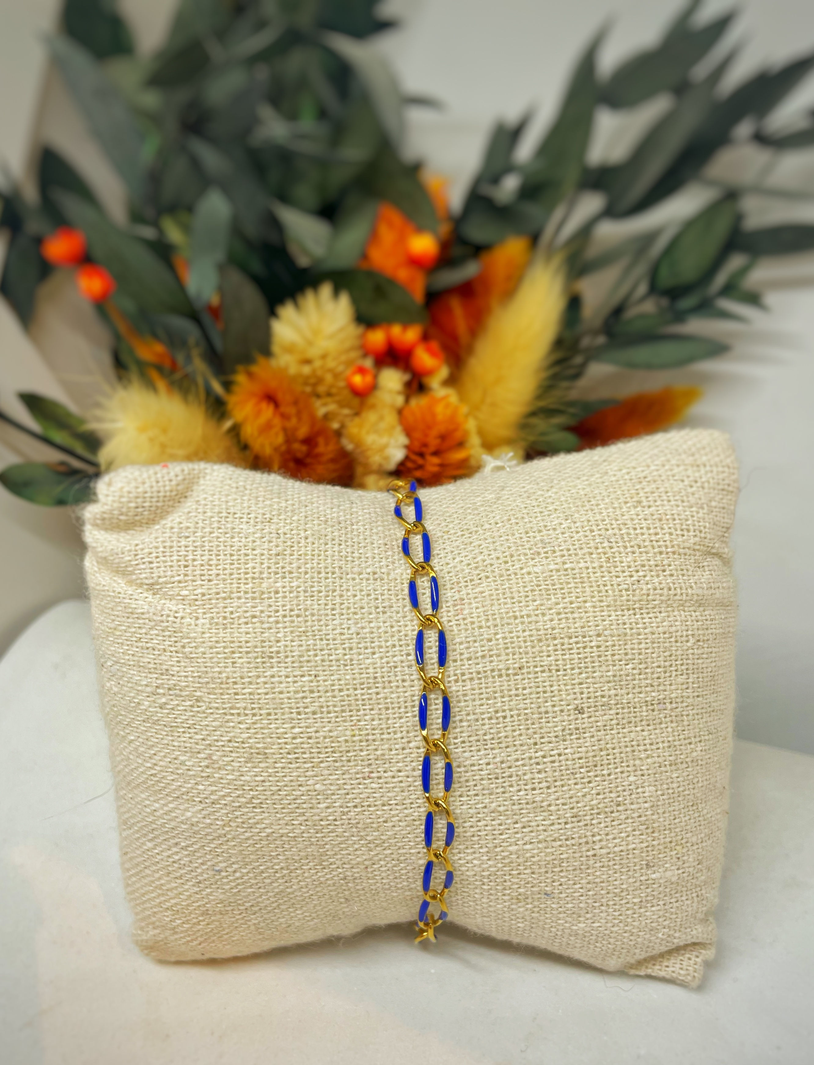 Bracelet bleu et doré 