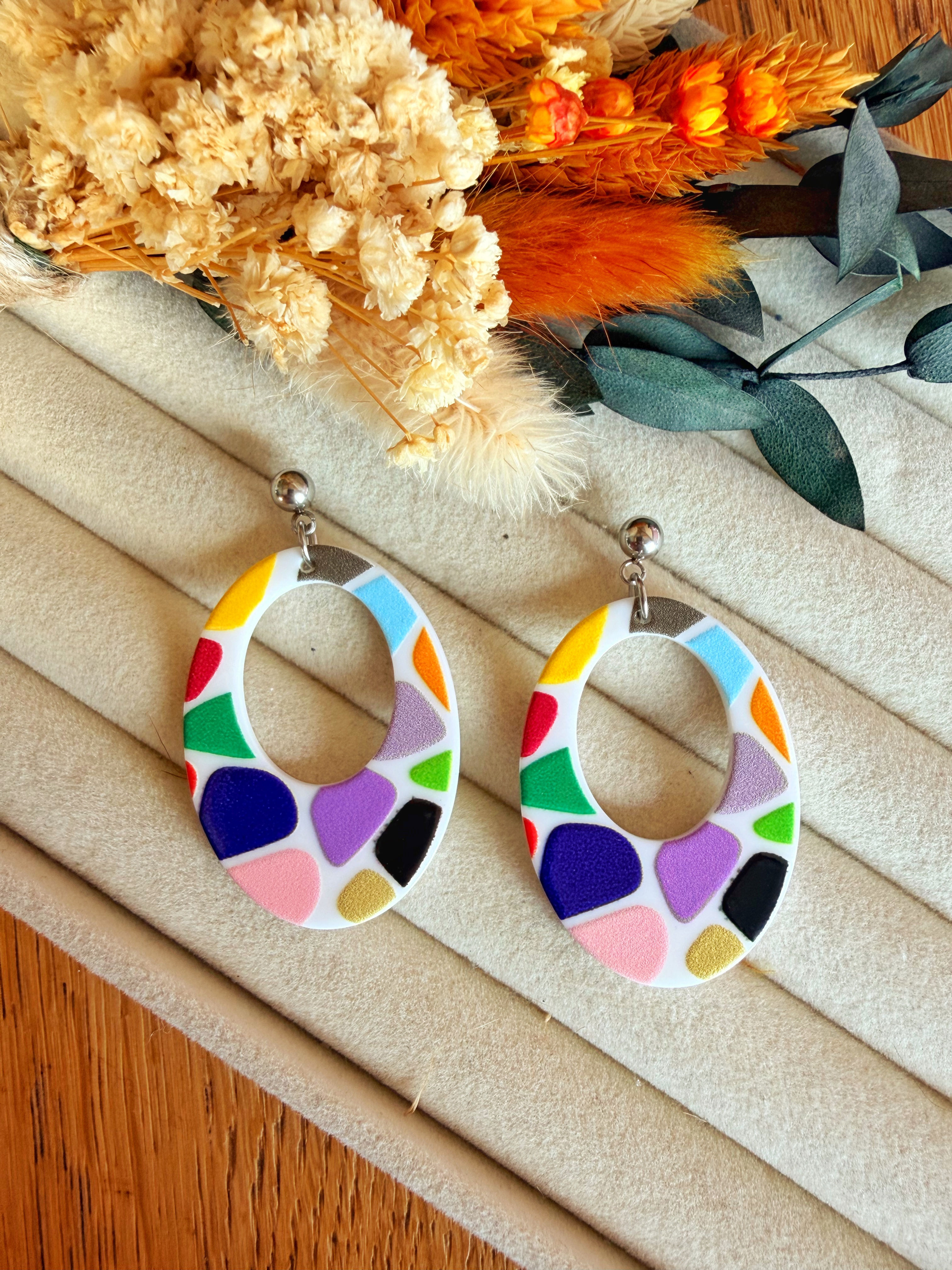 Boucles d’oreilles « les prestigieuses » multicolores 