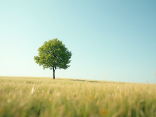 A tree that has stayed true to its vision and did not bother to play with the grass