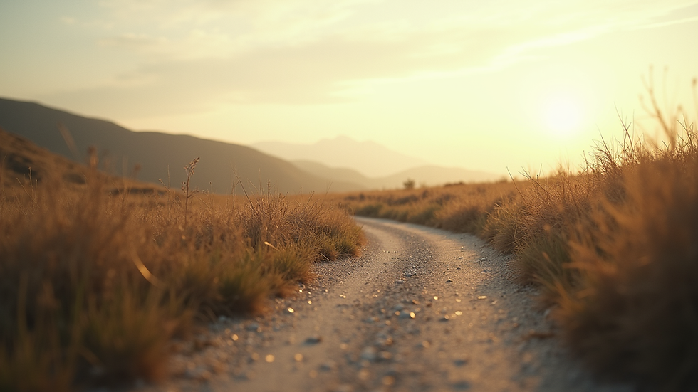 Close-up view of a serene landscape with a winding path