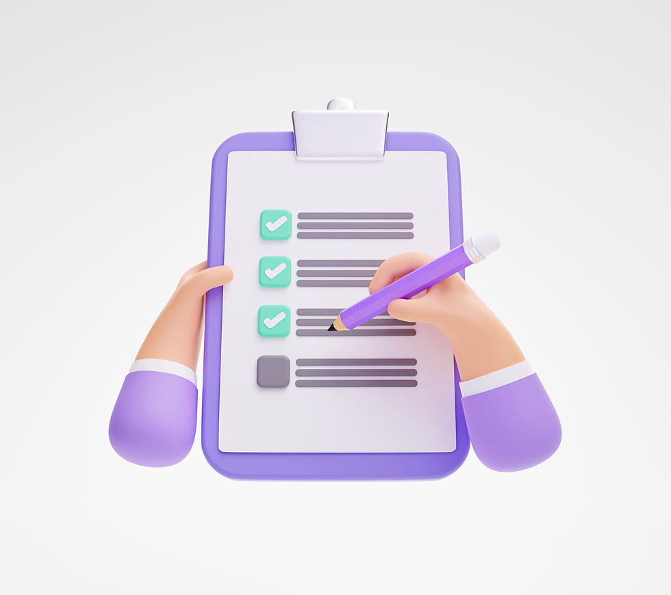 hand-holding-writing-checklist-application-form-document-clipboard-white-background-3d-ill