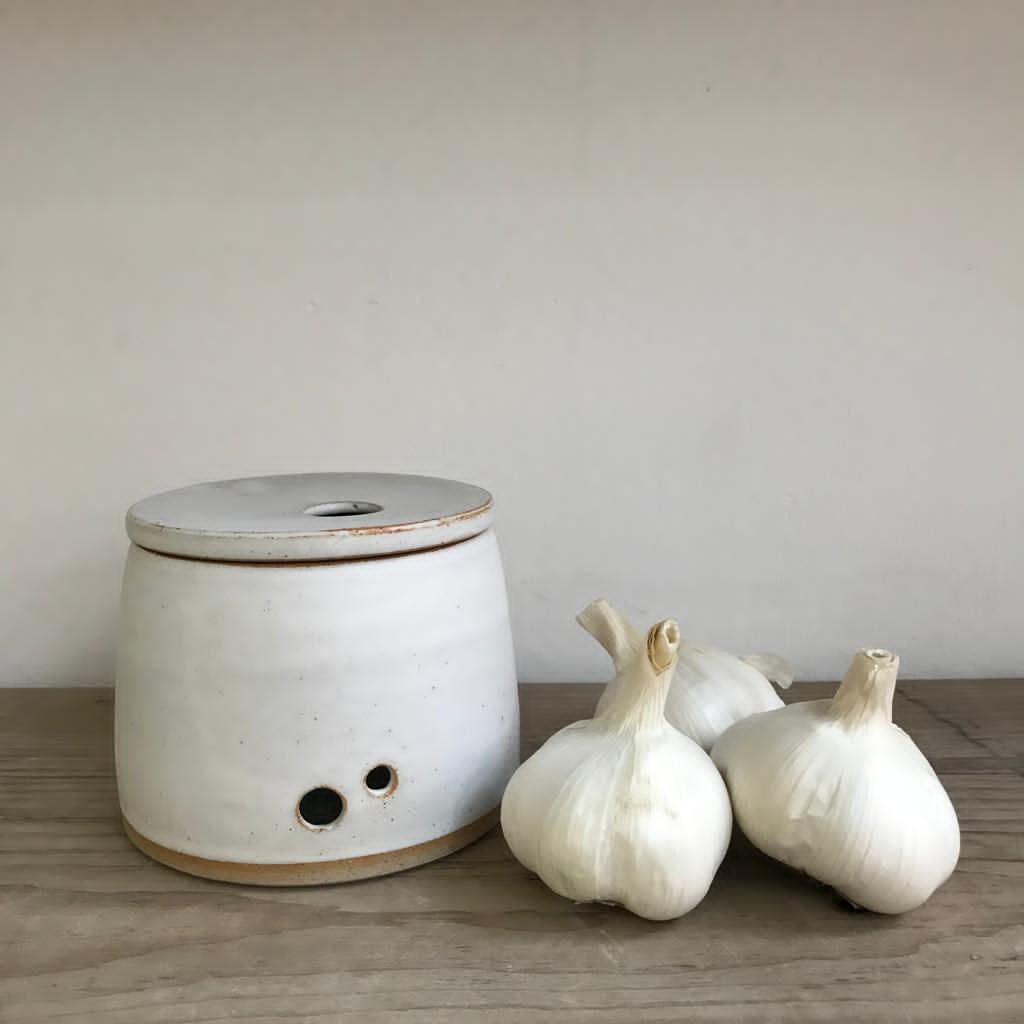 Garlic Jar  Stoneware Dolomite Glaze