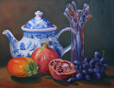 Pomegranate, Persimmon and Grapes