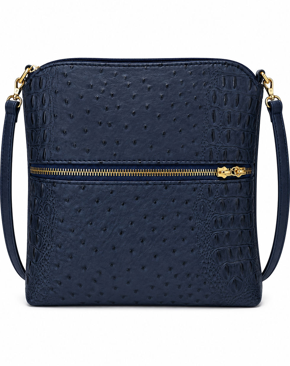 Thumbnail: Ostrich-Embossed Crossbody Bag W/Tassel Details & Gold Hardware Multiple Colors