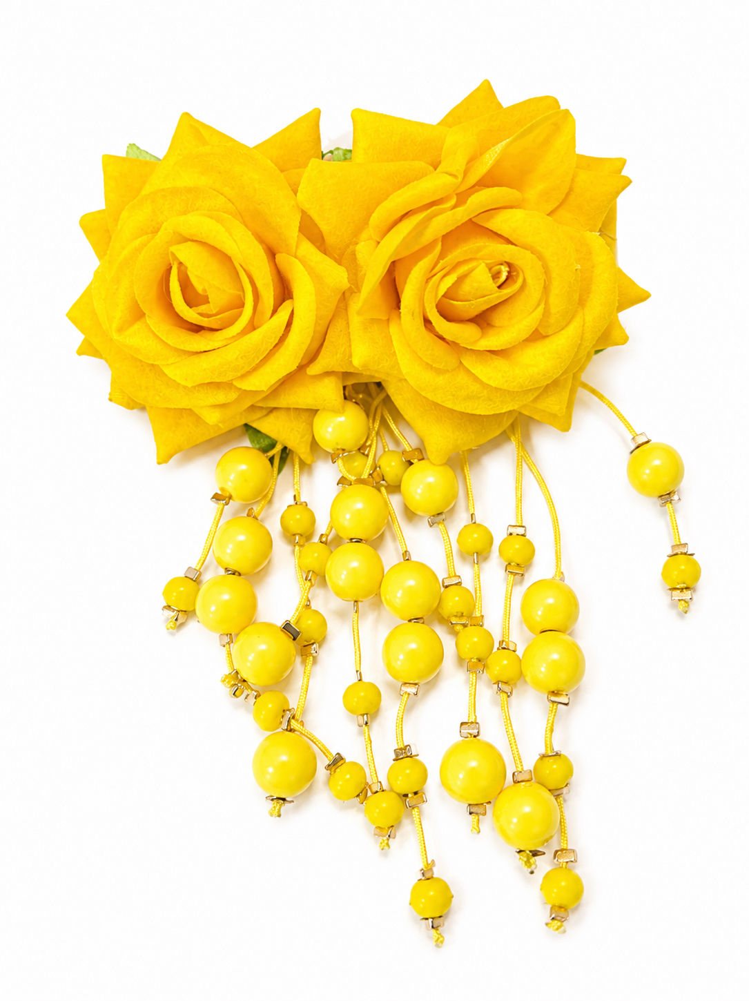 Artificial Rose Earrings W/Beaded Tassels Available In White Blue Green & Yellow