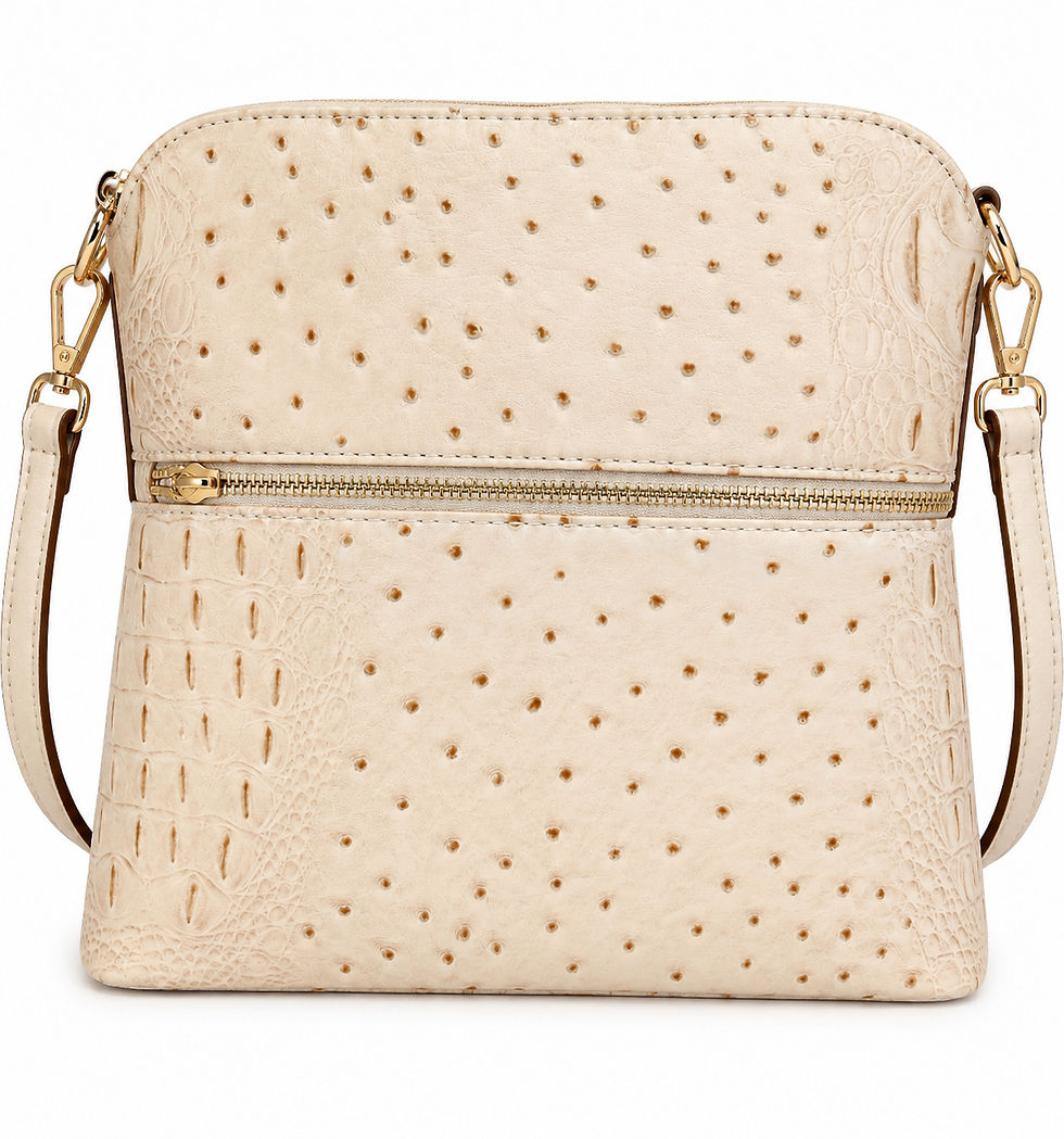 Thumbnail: Ostrich-Embossed Crossbody Bag W/Tassel Details & Gold Hardware Multiple Colors