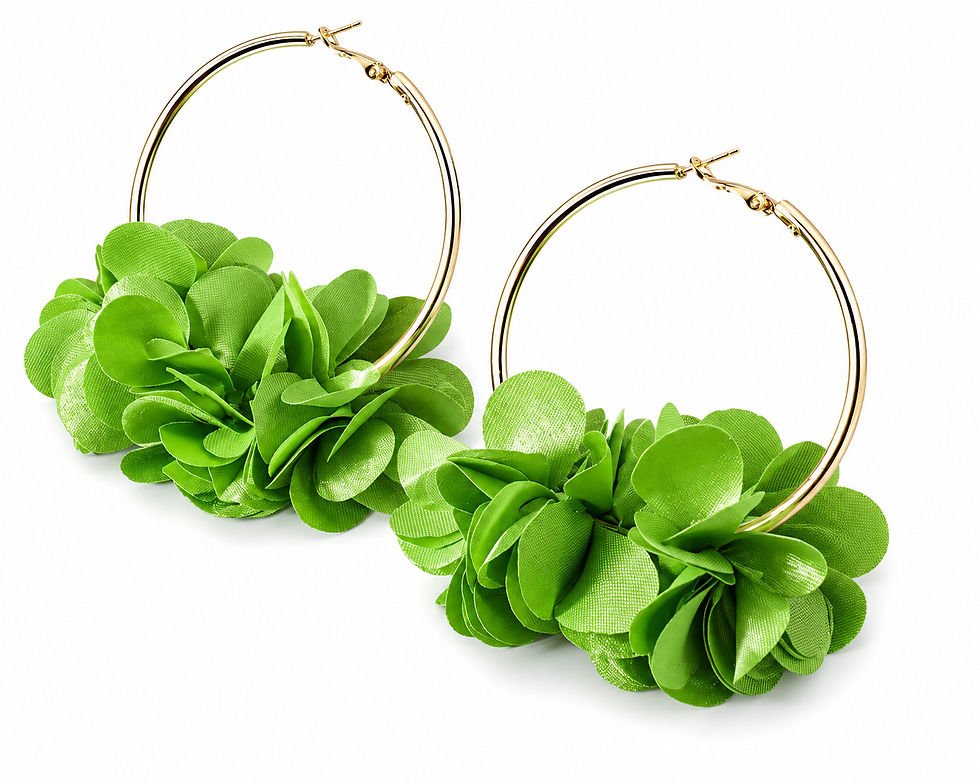 Miniatura: Floral Hoop Earrings With Gold-Tone Accents - Multiple Colors