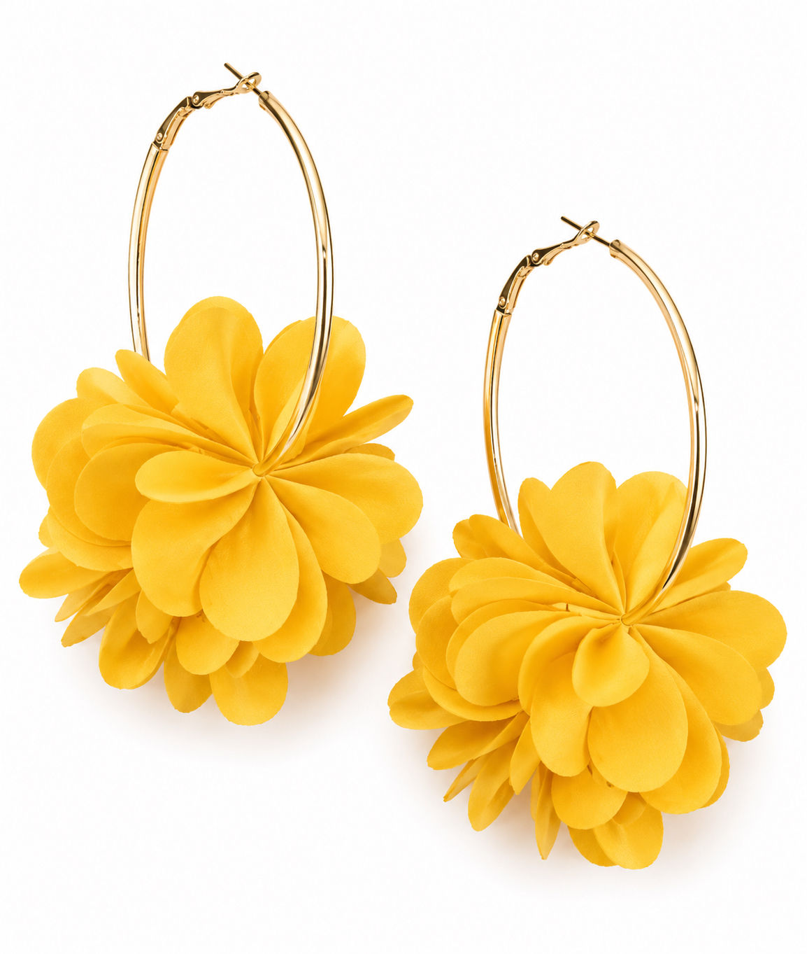 Floral Hoop Earrings With Gold-Tone Accents - Multiple Colors