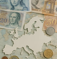 Europa map and coins