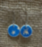 Night Sky Silver Earrings - round shape with blue background and yellow stars
