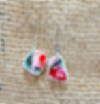 A Splash of Pink - Silver Earrings on a hessian background