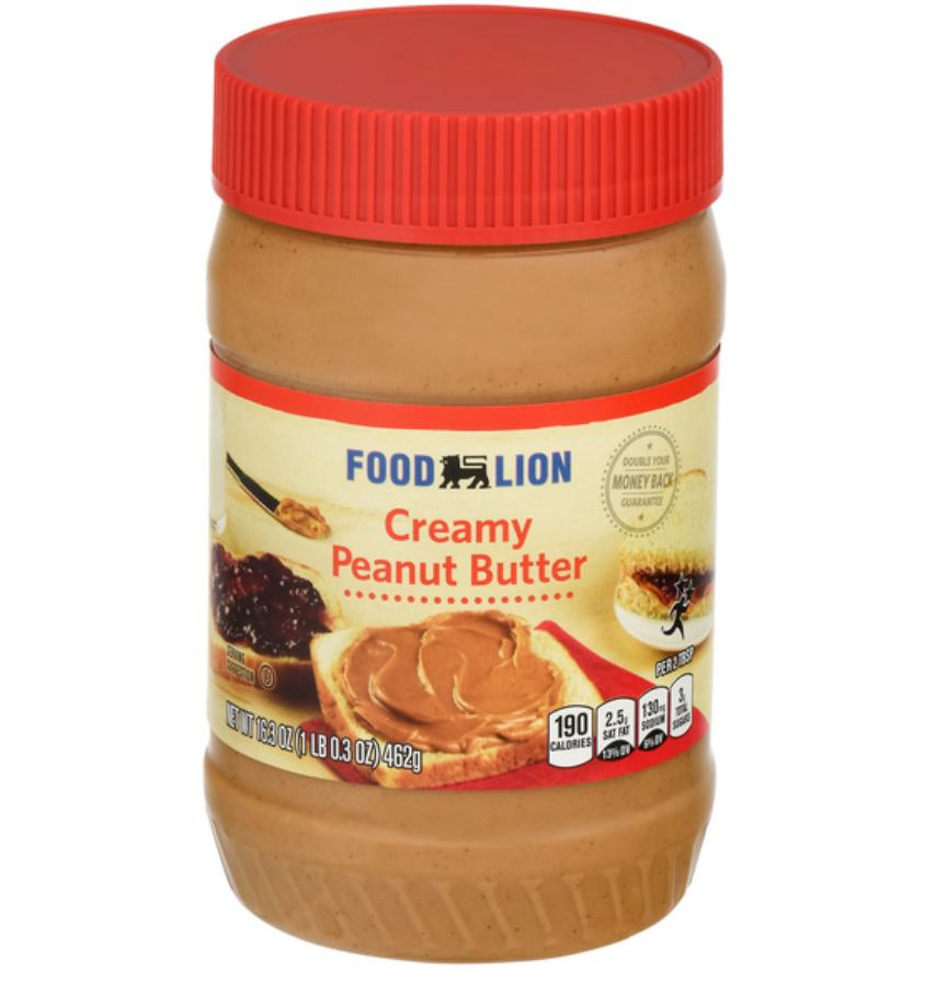 A Jar of Food Lion brand peanut butter