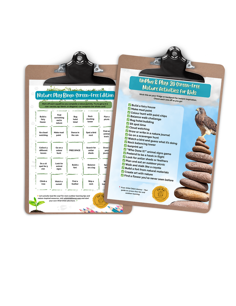 Nature Play Bingo & Unplug & Play Checklist free printable.