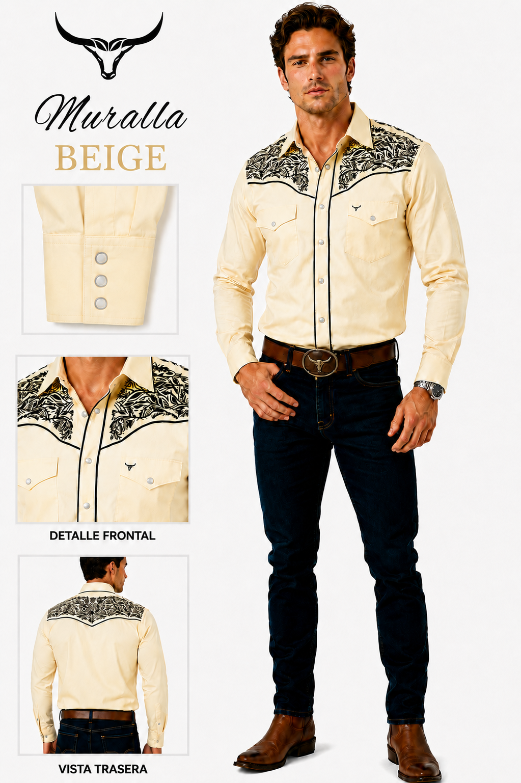VAQUERA BORDADA R-12 BEIGE