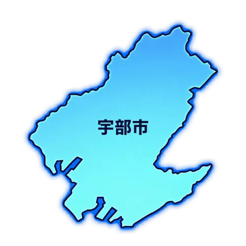 宇部市を示す地名入り地図