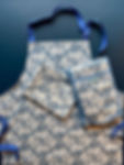 Calla Lily blue kitchen gift set, apron, oven glove, tea towel