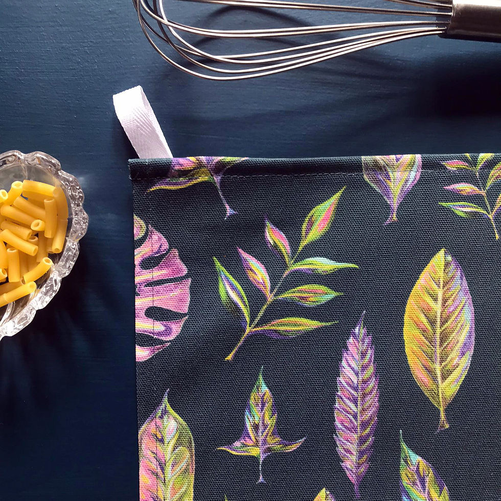 Gorgeous cotton tea towel using the Willis Bloom foliage design. Hand drawn and made in England.