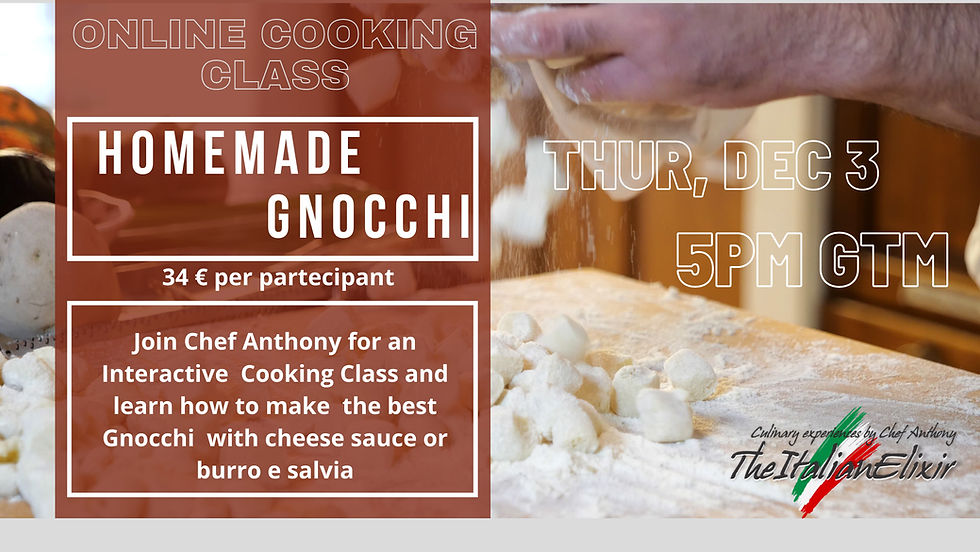 Online Cooking Class with Chef Anthony , Homemade Gnocchi