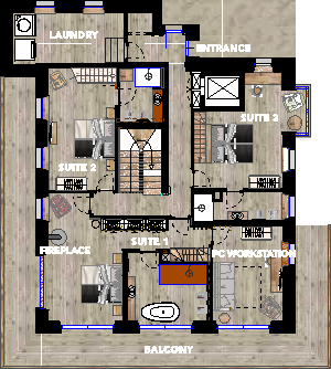 Maso secuon floor layut luxury chalet dolomites