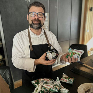 chef Handling mozzarella and burrata