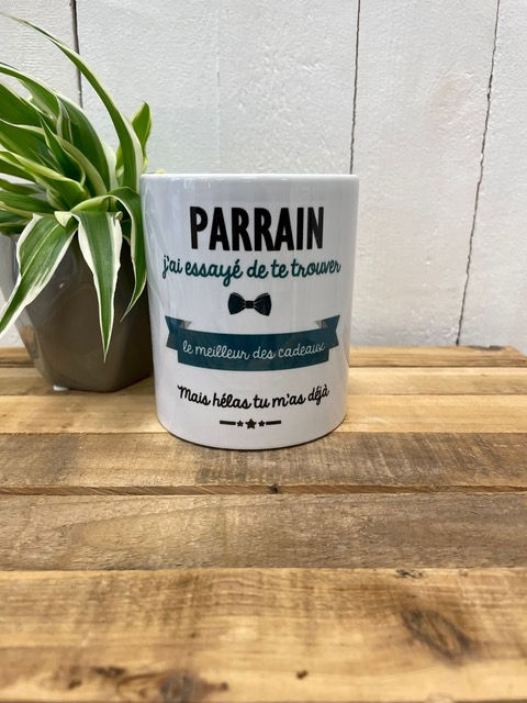 Mug : Parrain j'ai essayé de te trouver le meilleur des cadeaux ...