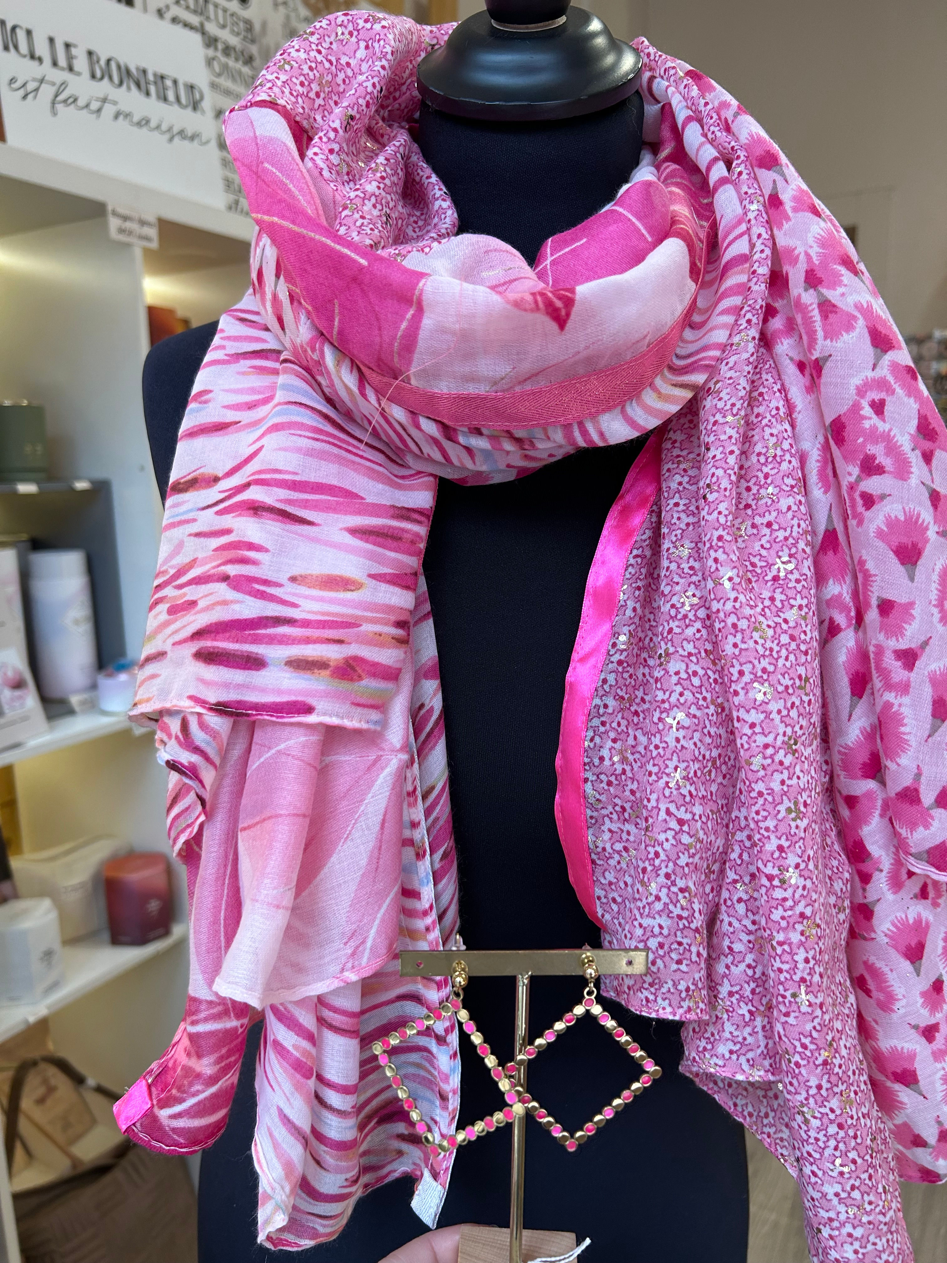 Foulard patchwork ton Rose