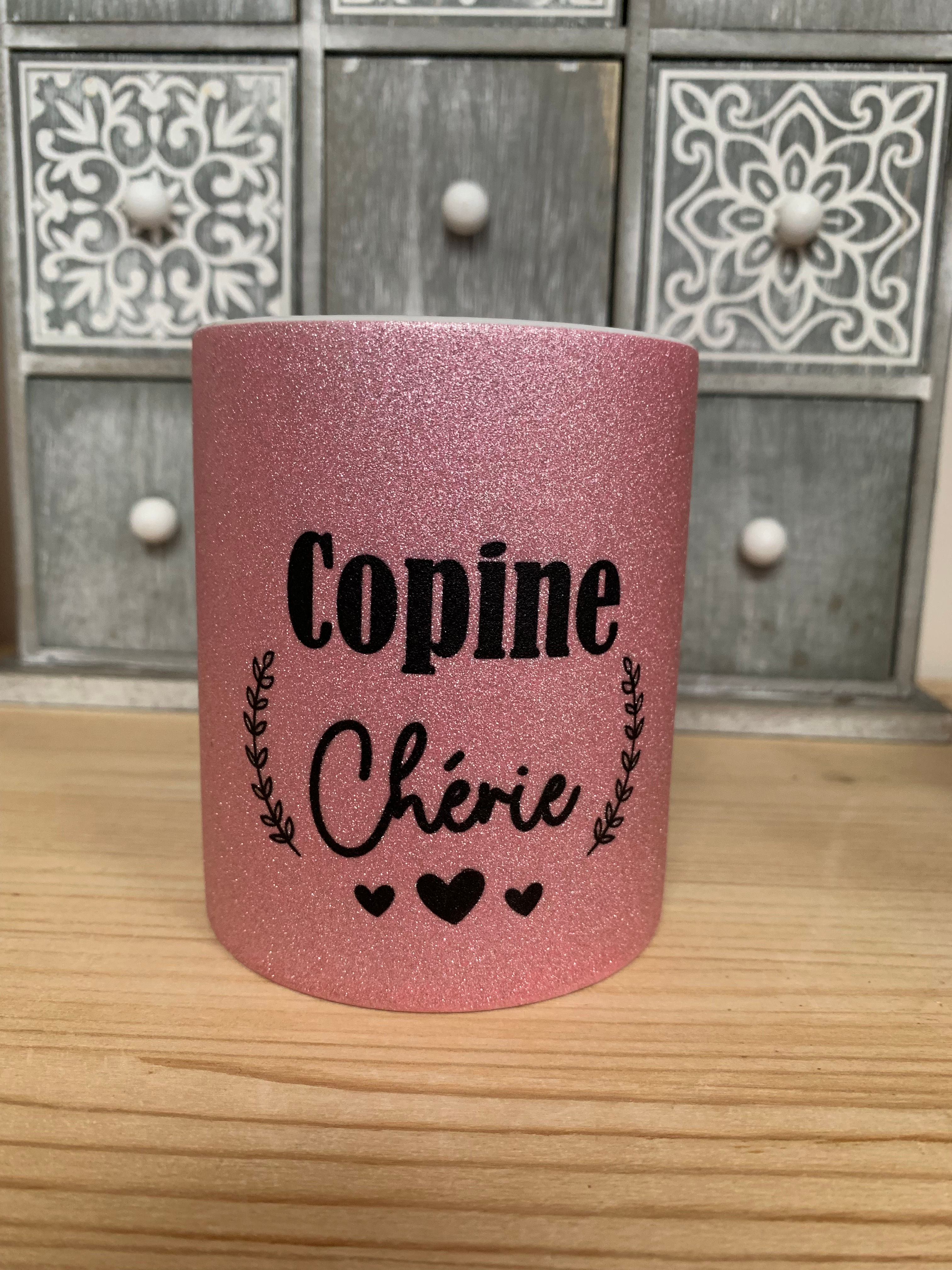 Mug paillettes : Copine chérie