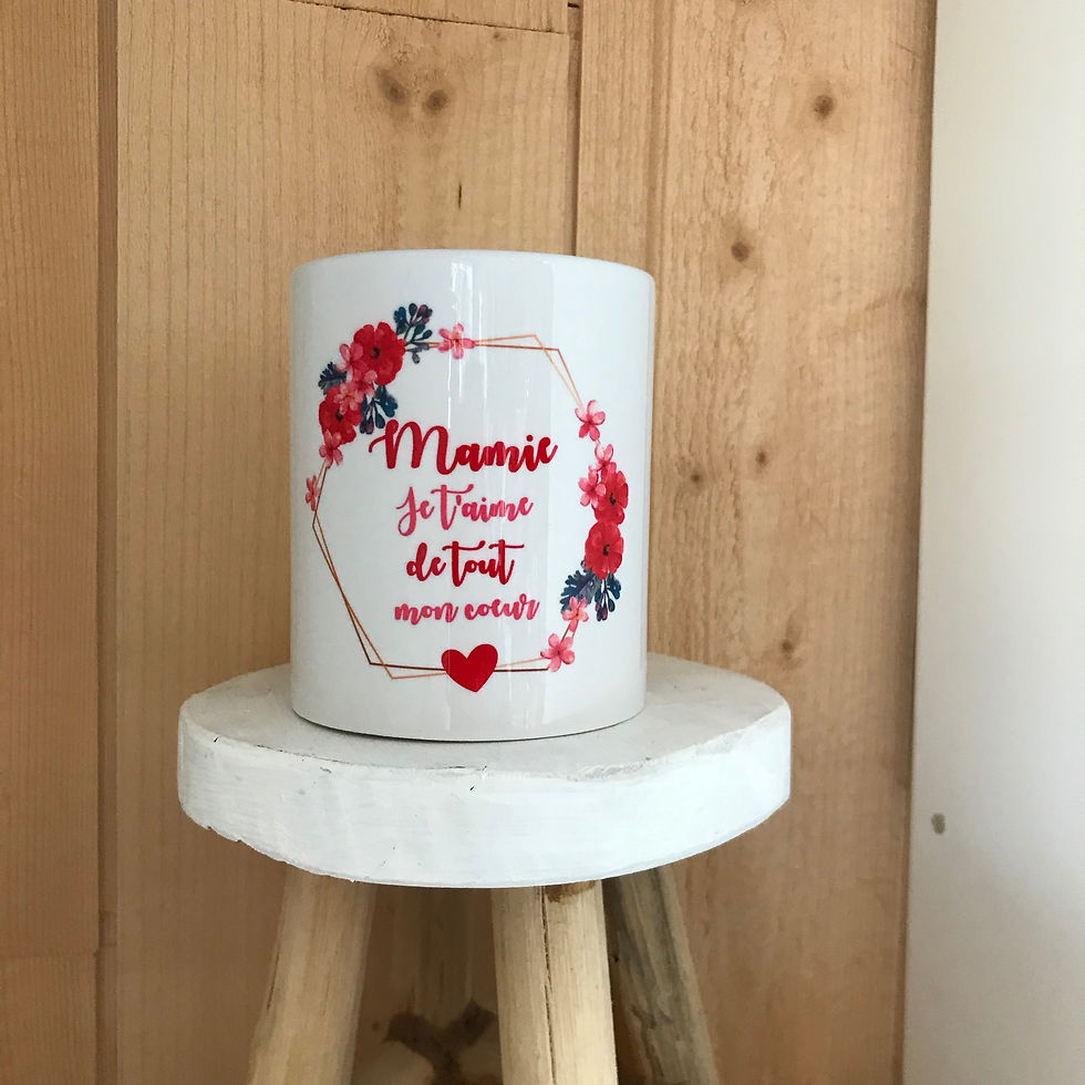 Mug: Mamie je t'aime de tout mon coeur
