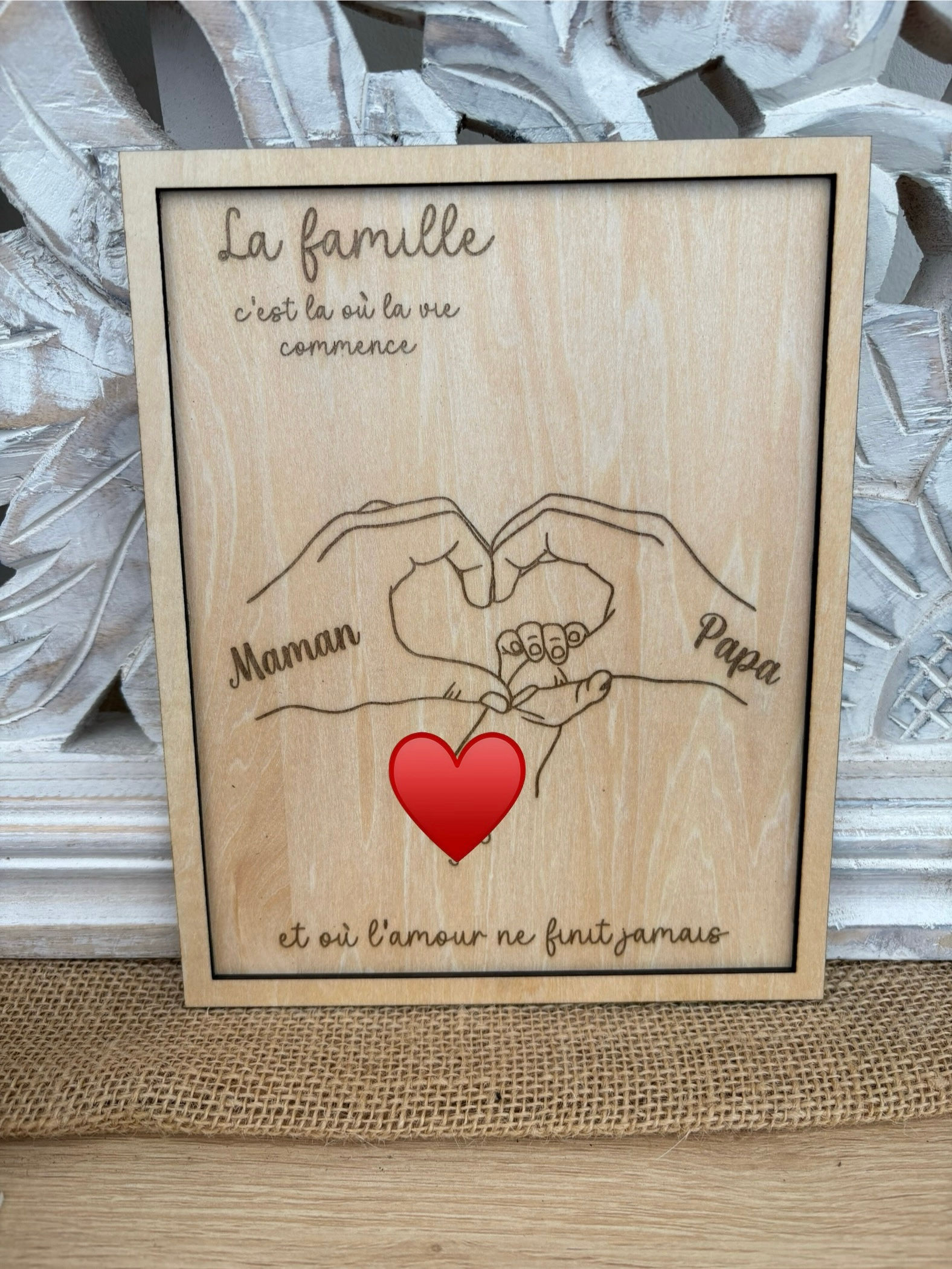 Cadre main bois: la famille