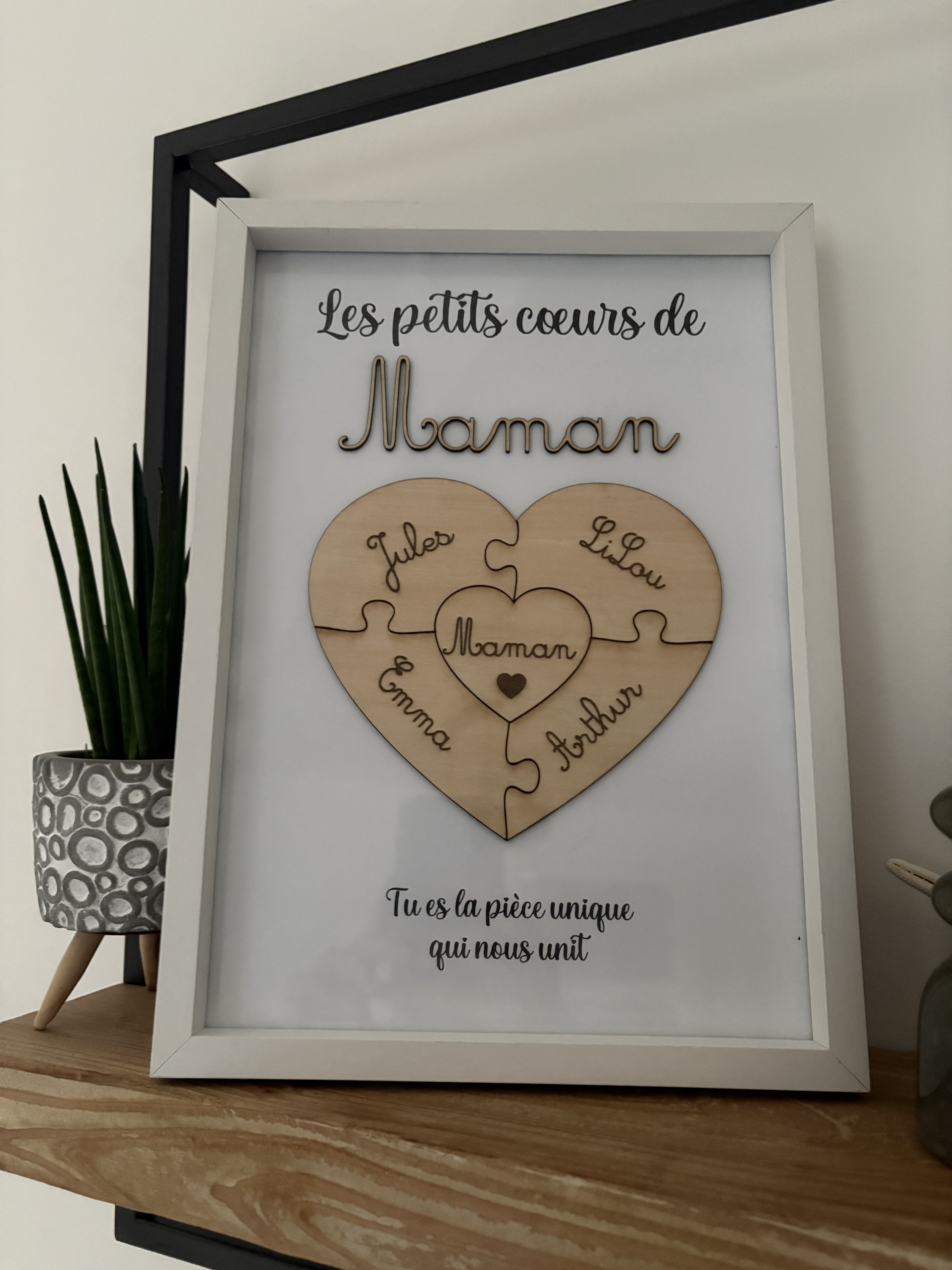 Cadre Puzzle coeur : les petits coeurs de Maman