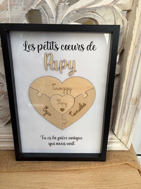 Cadre Papy: puzzle coeur