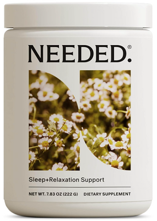 White jar with the word "Needed" printed in large font on top.