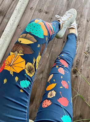 Umbrellas painted denim