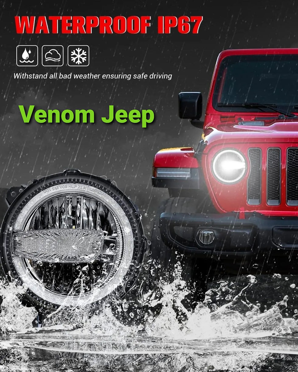 Thumbnail: Venom 9 inch LED white Halo Headlights