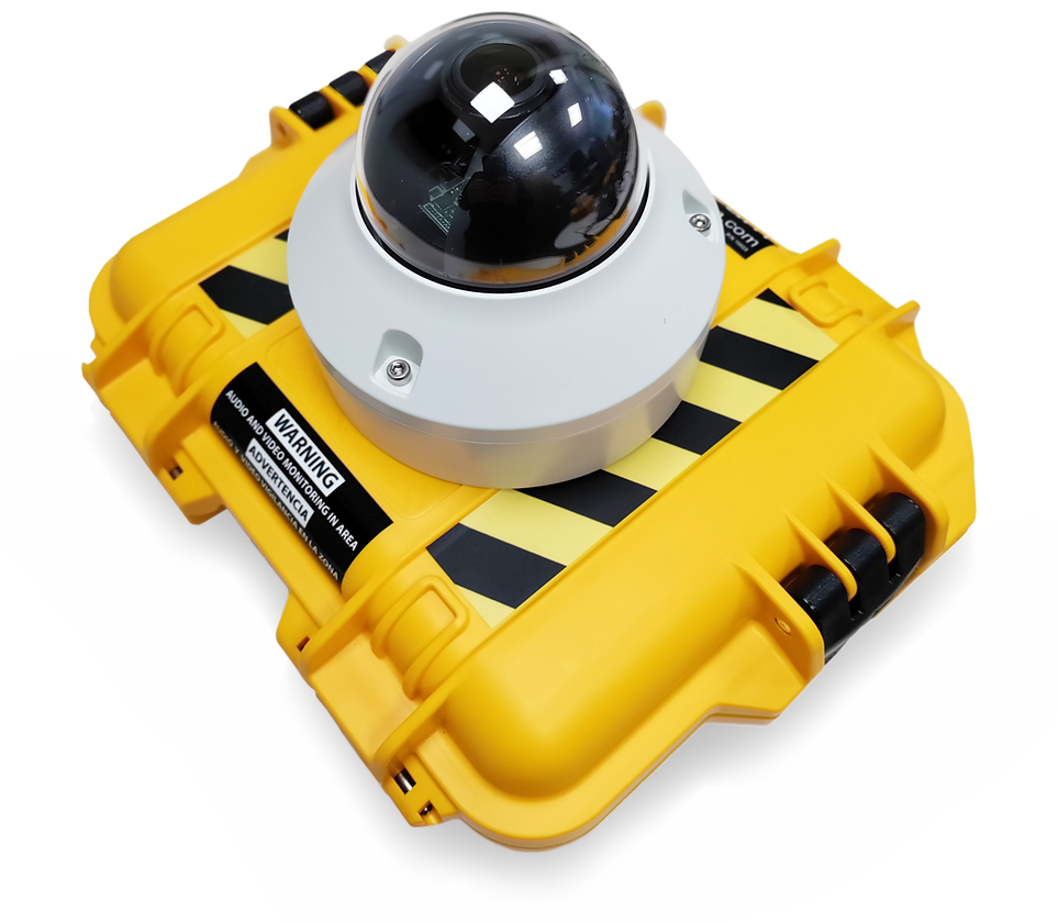 A yellow HoistCam HD187 armored dome camera unit, designed for rugged environments.