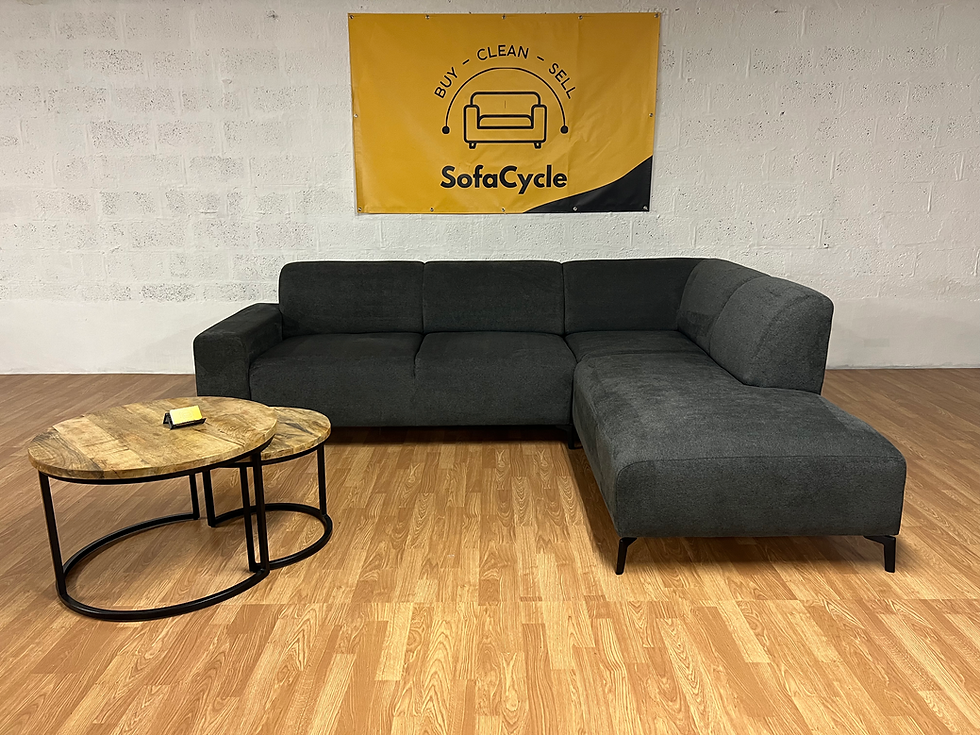 Thumbnail: Moderne donkergrijze hoekzetel in absolute nieuwstaat