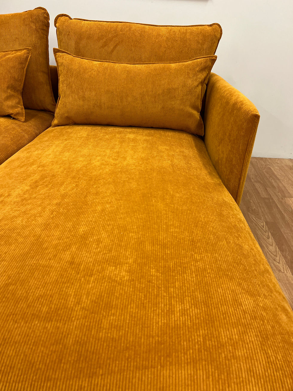 Thumbnail: NIEUWE OVERSTOCK — luxe design zetel in oranje ribbelstof