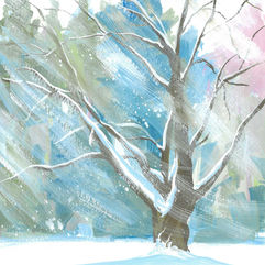 Tree in snow storm