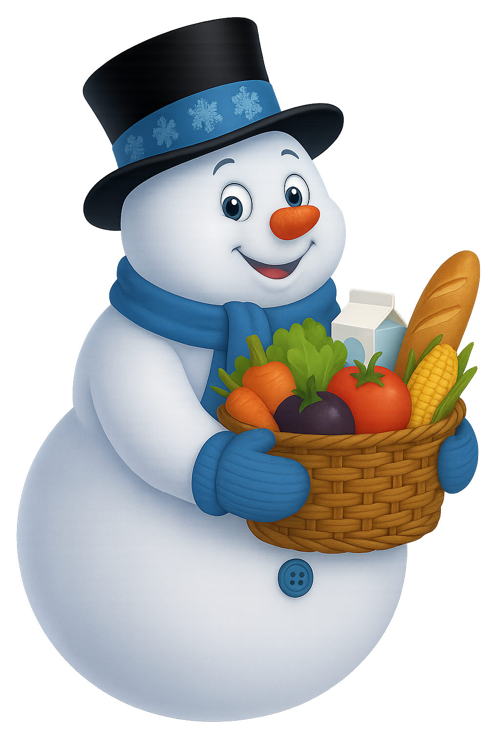 Cartoon bear holding tropical fruit with sunset background, placeholder image