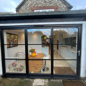 Black framed sliding doors