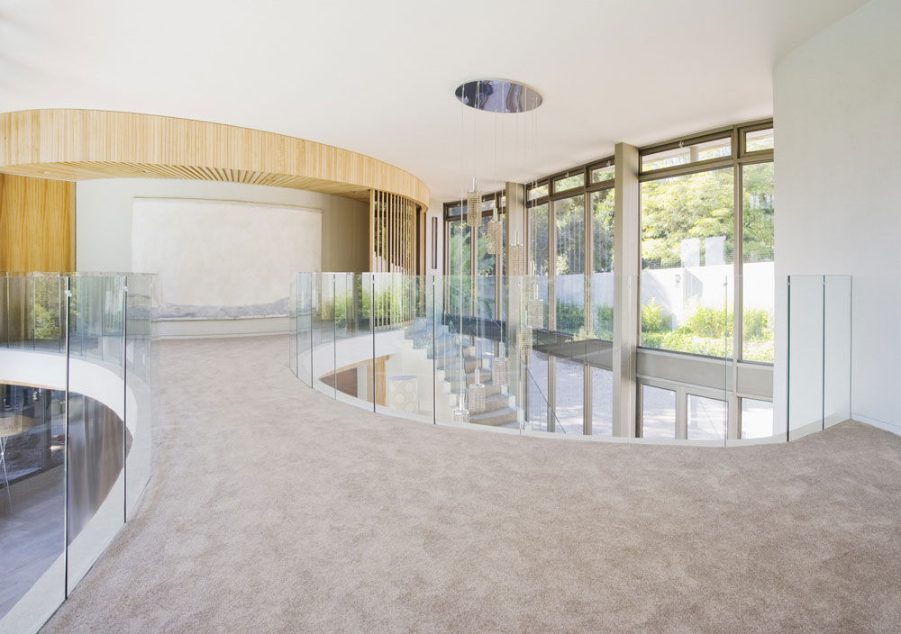 Upstairs walkway of modern home