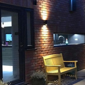 Garden bench at night