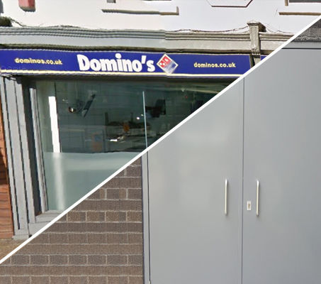 Dominos pizza and security door