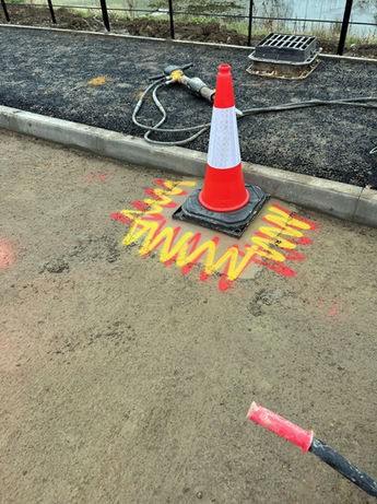 Cone and drain marked for works