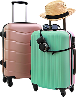 Luggage With Hat And Sunglasses On