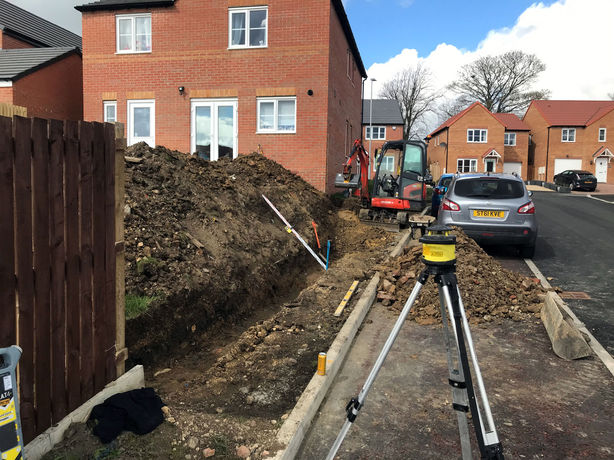 Wall and path being built