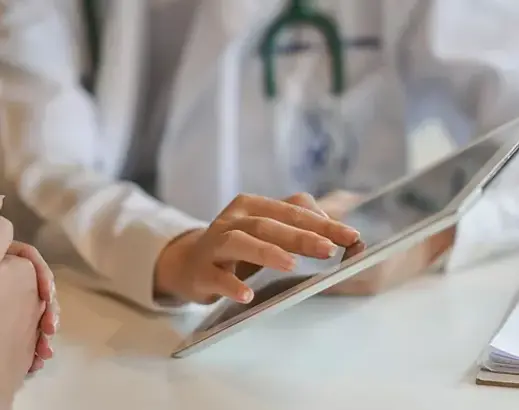 doctor using tablet