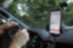 close up of satnav while driving