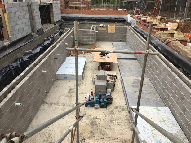 Foundations being laid for the construction of a swimming pool in Yarm